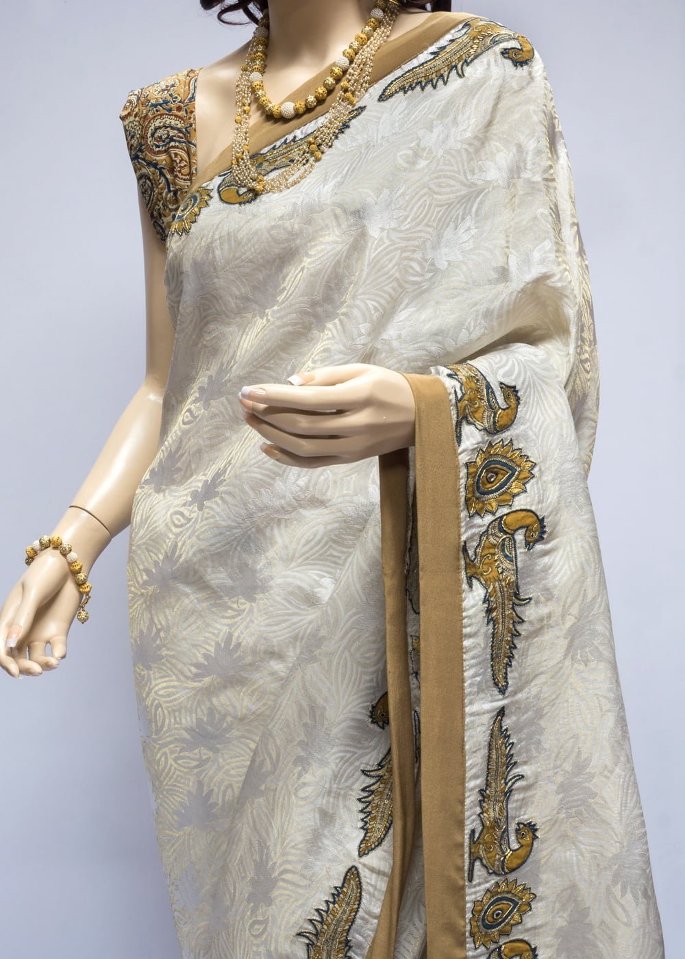 Pure White Crepe Saree